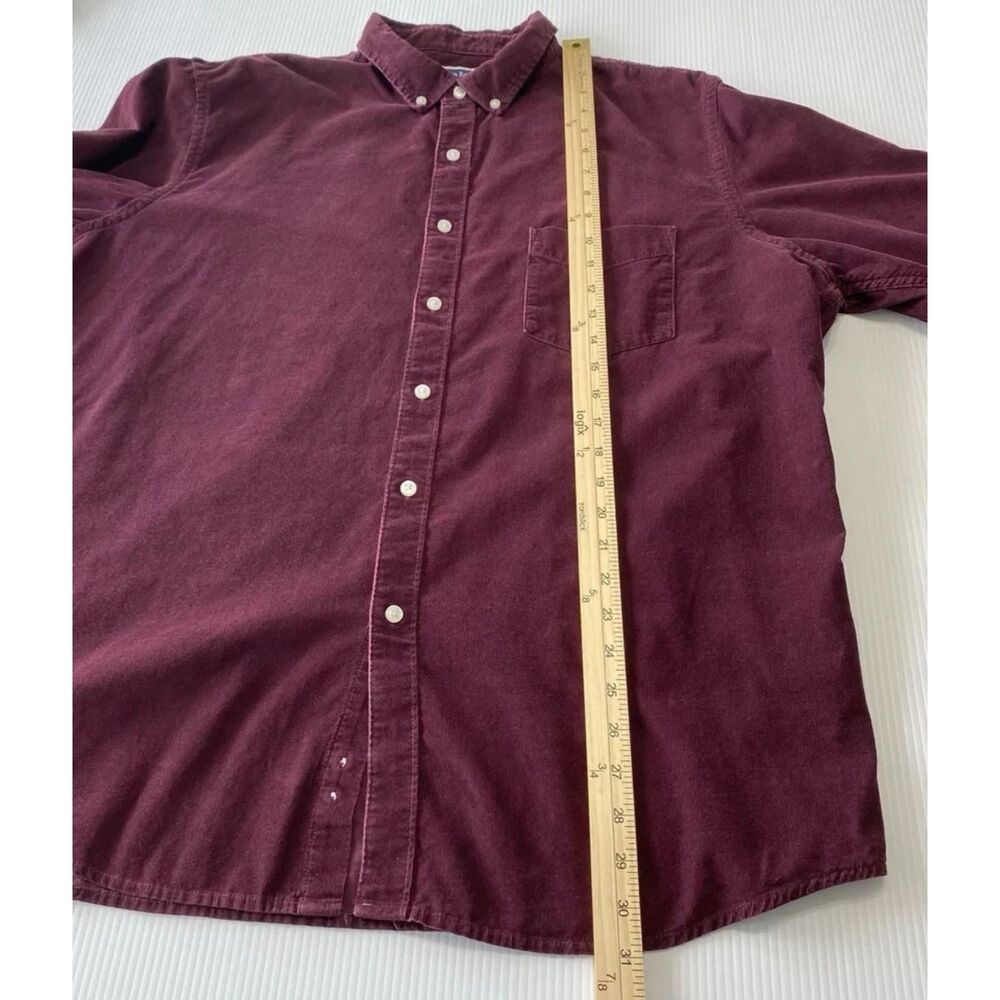 Club Room Corduroy Shirt Men's XXL Burgundy Long Sleeve Button Up 100% Cotton - Picture 3 of 8